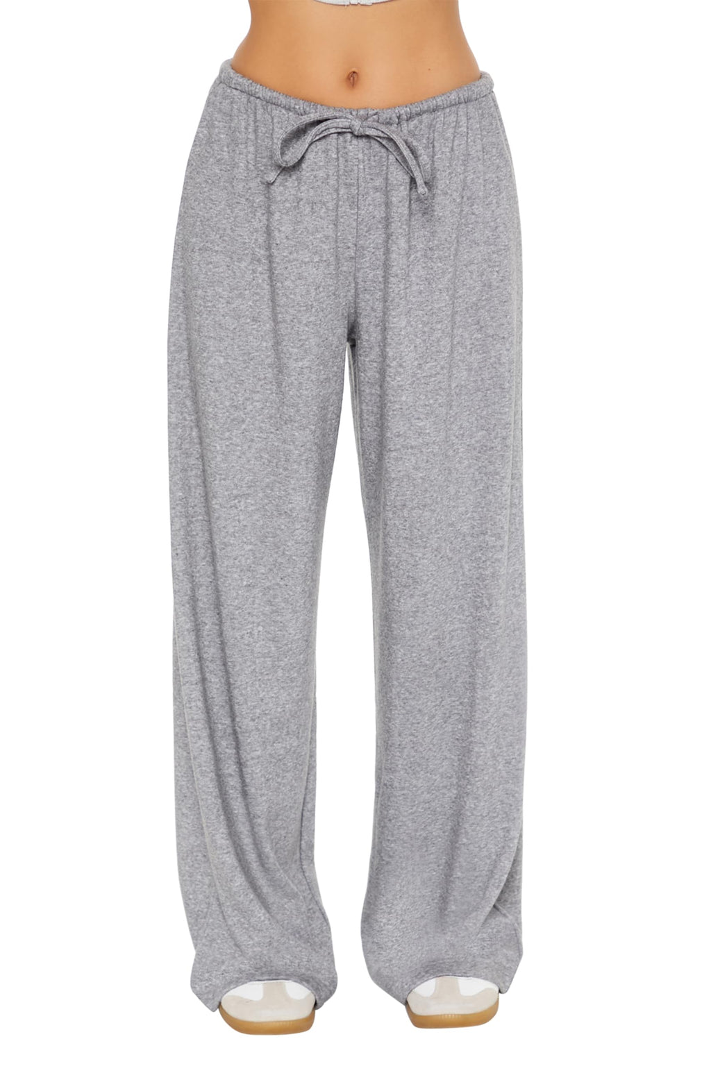 Forever 21 Ribbed Knit High-Rise Pants Dark Grey Size M