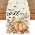 Artoid Mode Pumpkins Eucalyptus Table Runner 13x36 Inch Beige 210 GSM