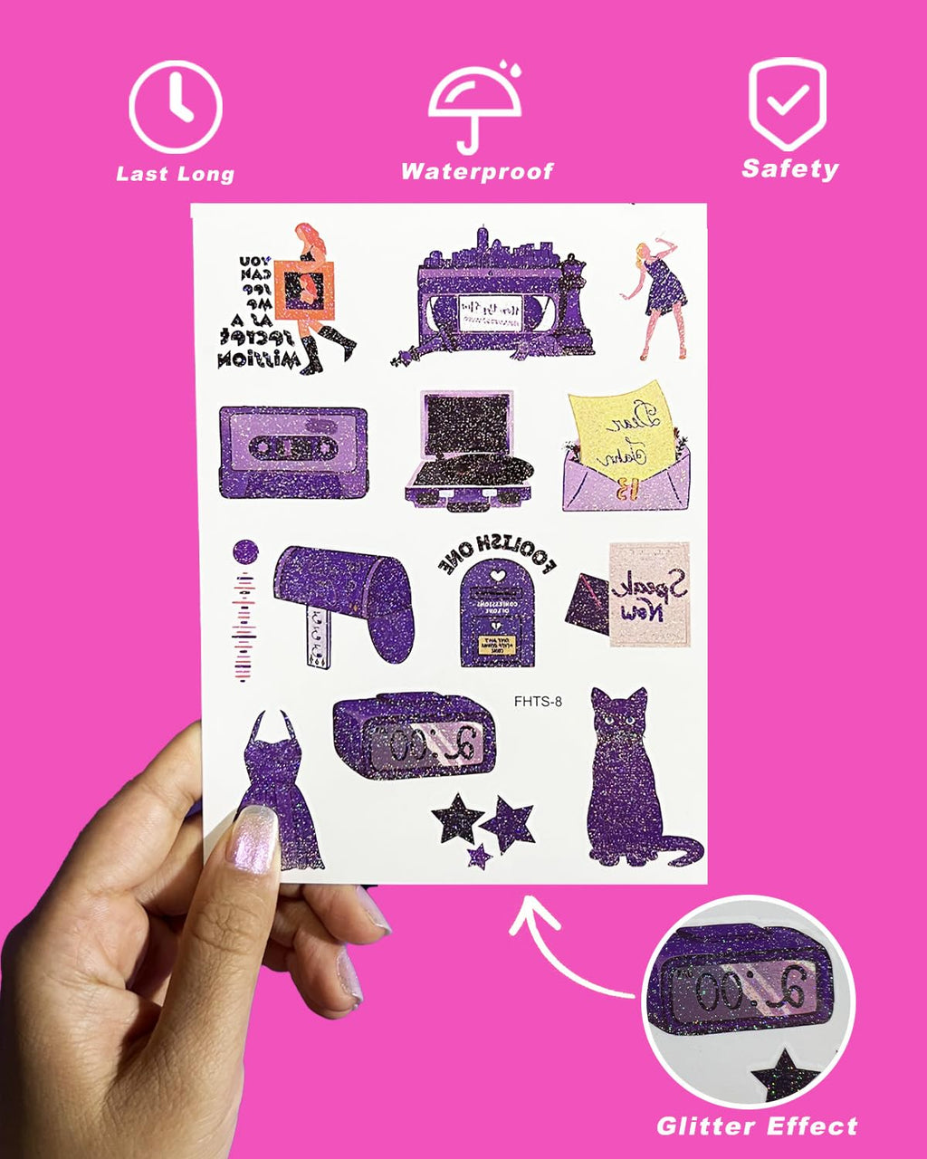 Onogola Party Glitter Temporary Tattoos Lucky Number 13 Stickers ST02