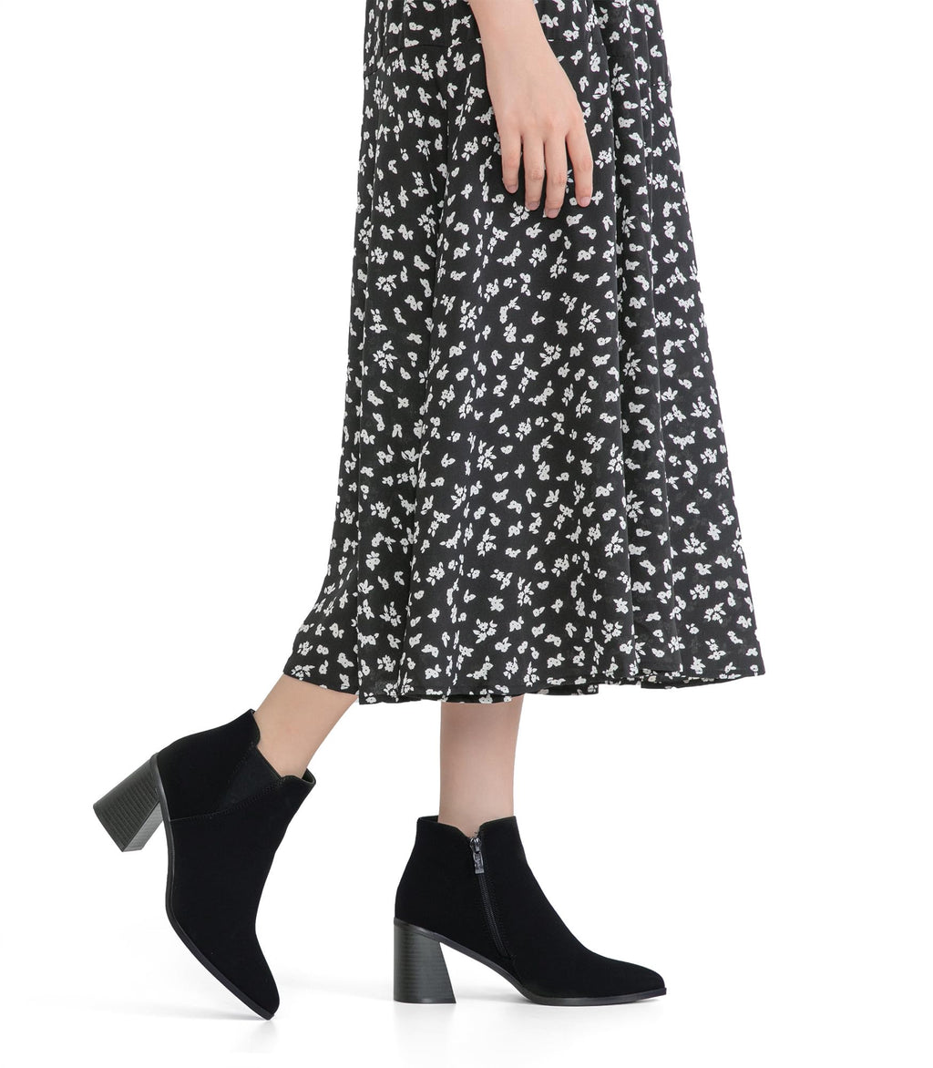 Vepose Women's Ankle Booties Pointed Toe Block Heel Blacknubuck Size 10