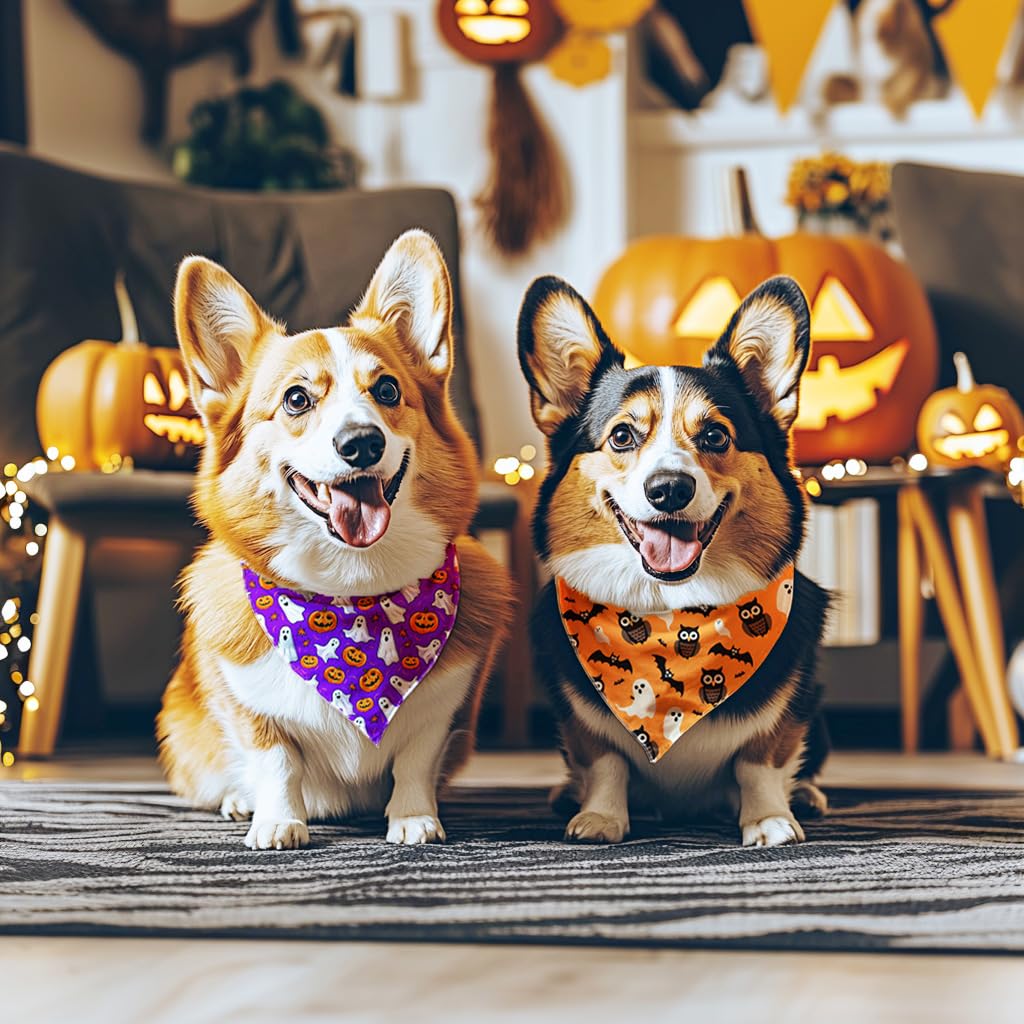 Raisingwell Dog Bandana Halloween N.Helloween 1 Pack Size Large
