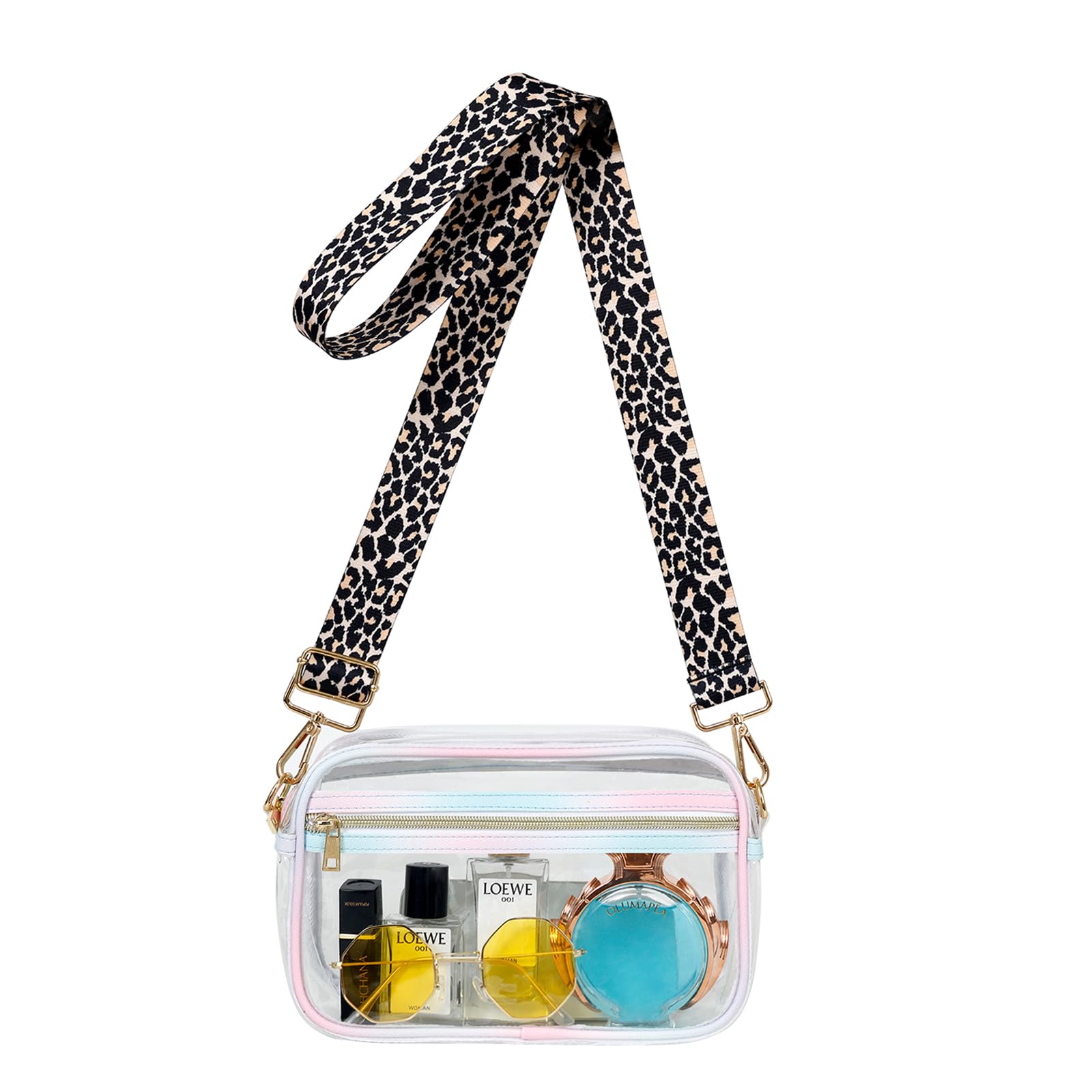 HANXIUCAO Clear Small Crossbody Bag for Women Fashionable TPU+PU