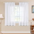 Turquoize Linen Sheer Rod Pocket Curtains 52x63in Set of 2 Pure White
