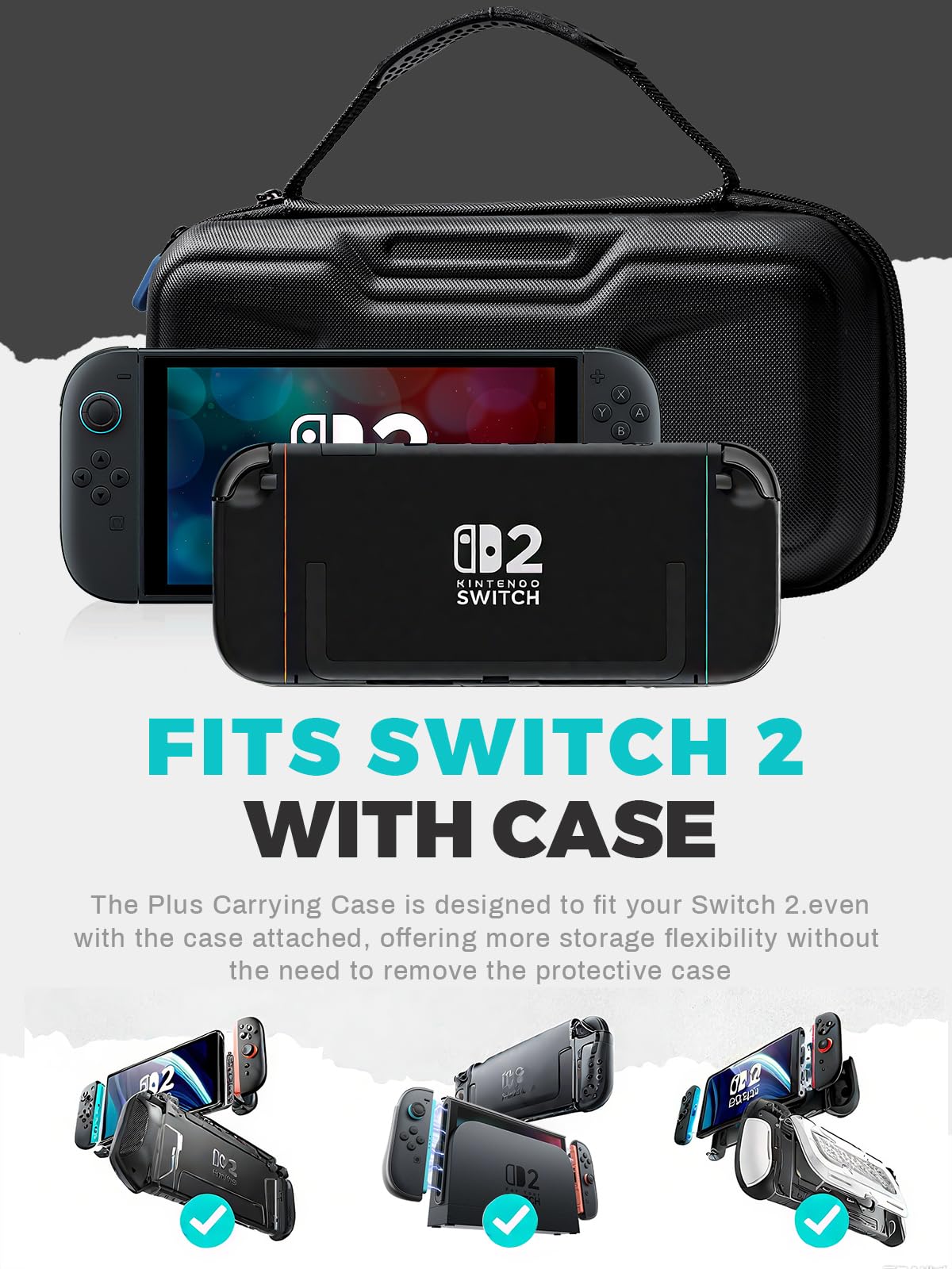 Generic Nintendo Switch 2 Carrying Case 2025 Hard Shell Black Nylon