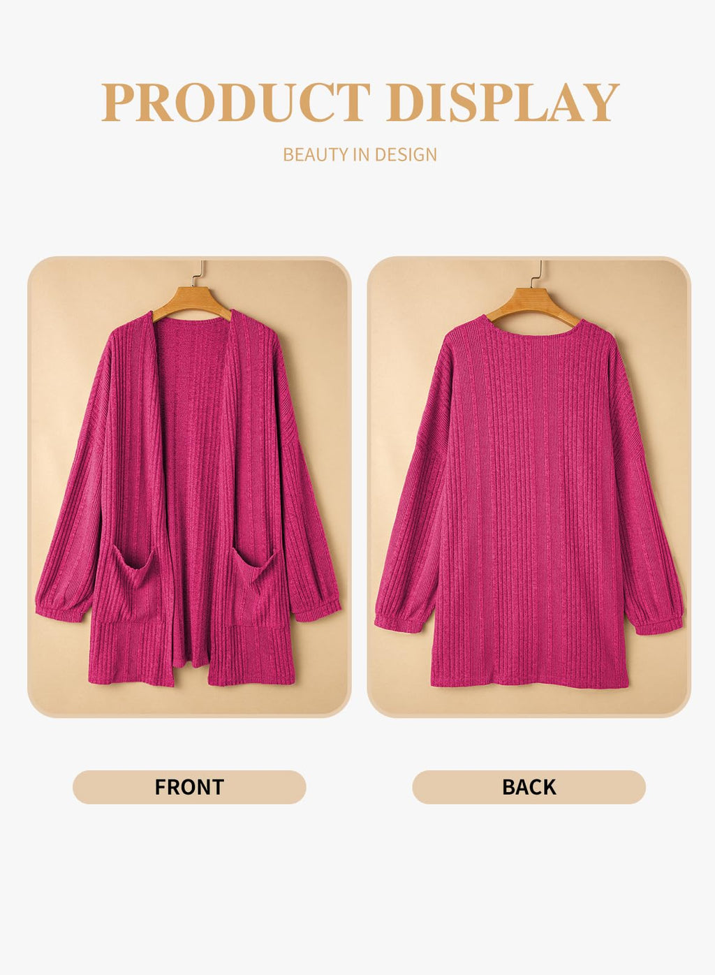 Eytino Women's Plus Size Cardigan Long Sleeve Waffle Knit Coral Paradise Size 1X