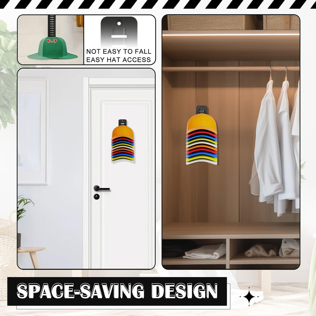 Generic Wall Mounted Hat Rack 2 Pack Adhesive Screw Mount Multilayer Cap Holder