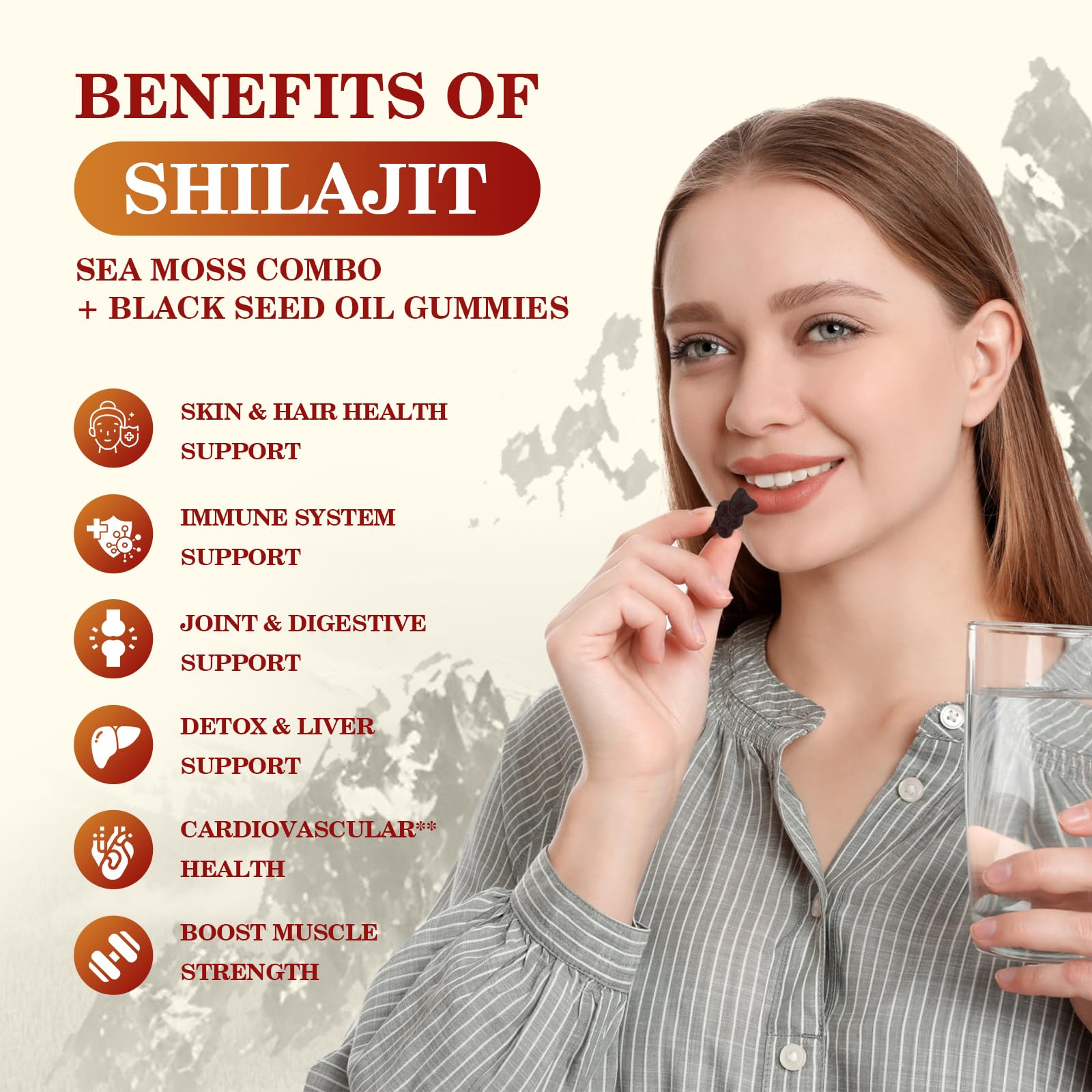 B BEWORTHS Shilajit Gummies with Ashwagandha & Herbs 60 Count