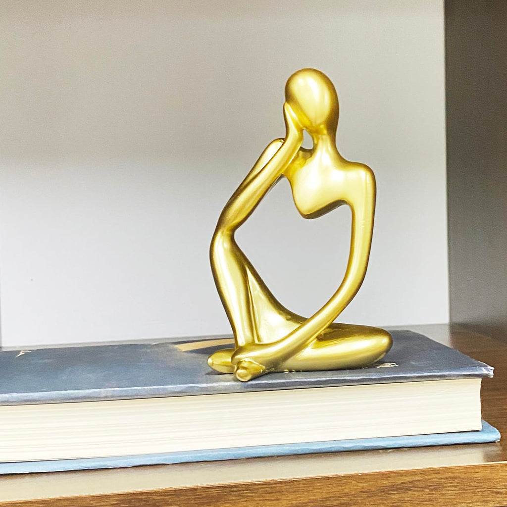 Lgmamob Thinker Gold Resin Decor Statue Small Sculpture Art Deco Figurine