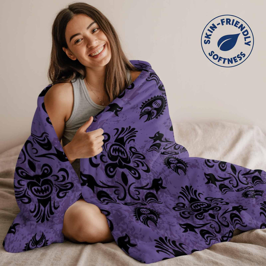 Zadaling Haunted House Halloween Throw Blanket Fleece Cozy 40x50 Purple Black