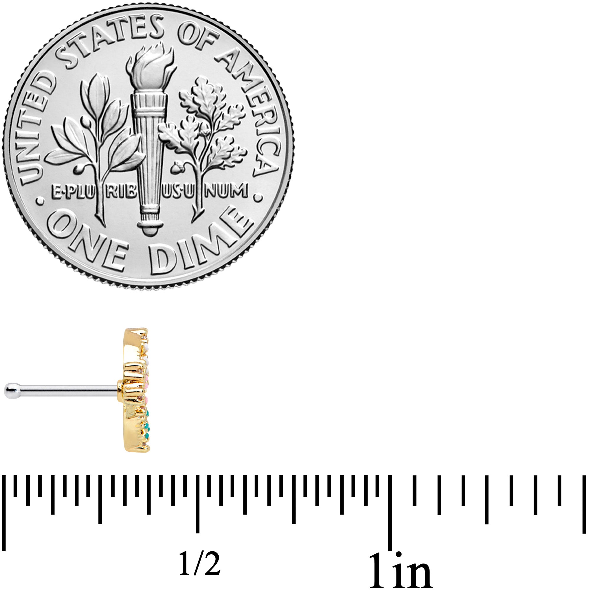 20G 1/4 Clear CZ Gem Gold Tone Abstract Butterfly Nose Bone