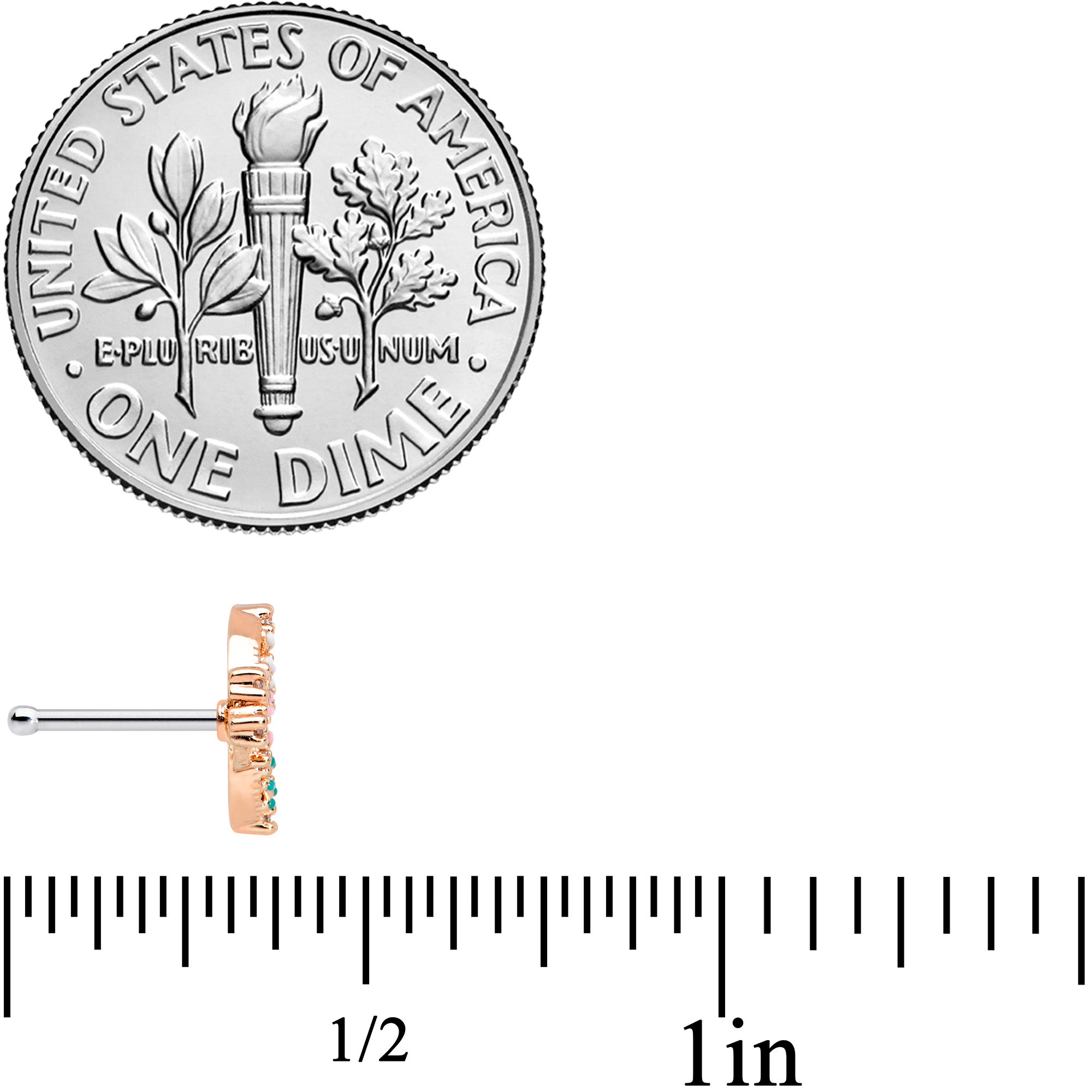 20G 1/4 Clear CZ Gem Rose Gold Tone Abstract Butterfly Nose Bone