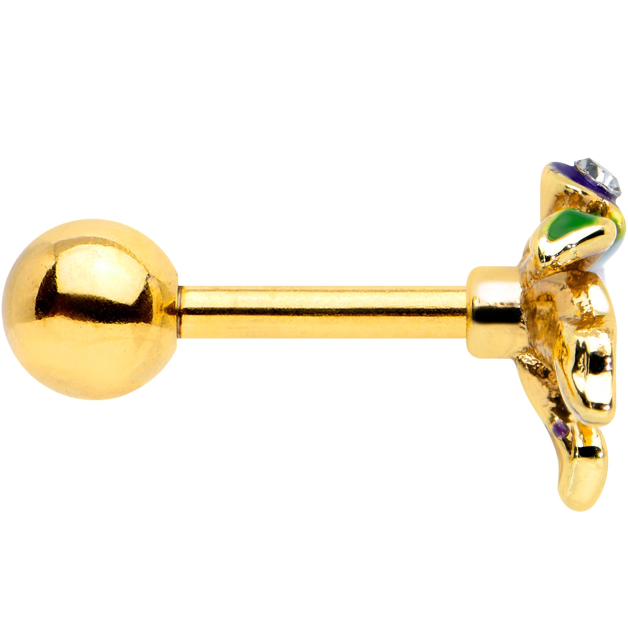 16G 1/4 Clear Gem Gold Tone Iris Flower Cartilage Tragus Earring