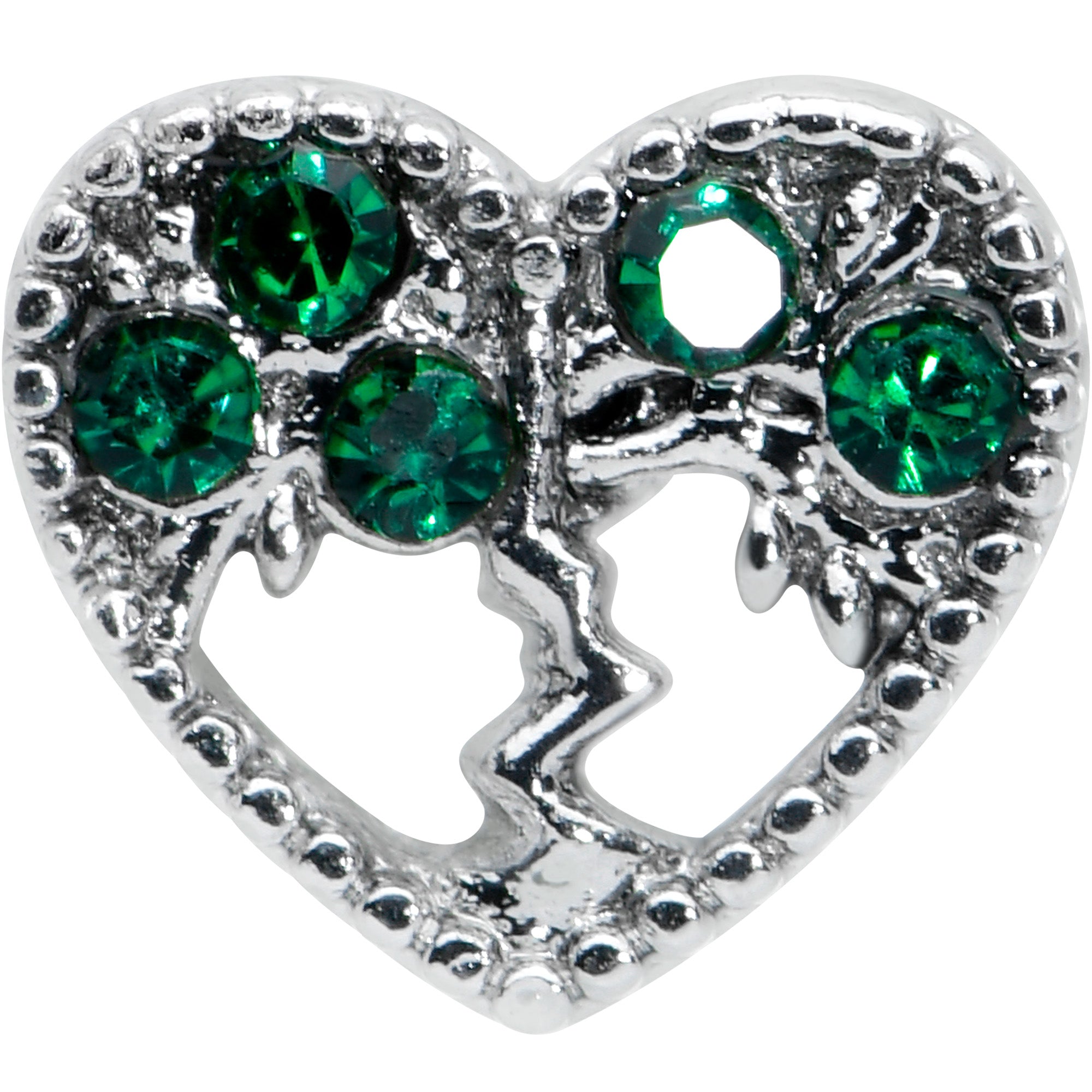 16G 5/16 Green Gem Heart Tree Valentine Labret Monroe Tragus