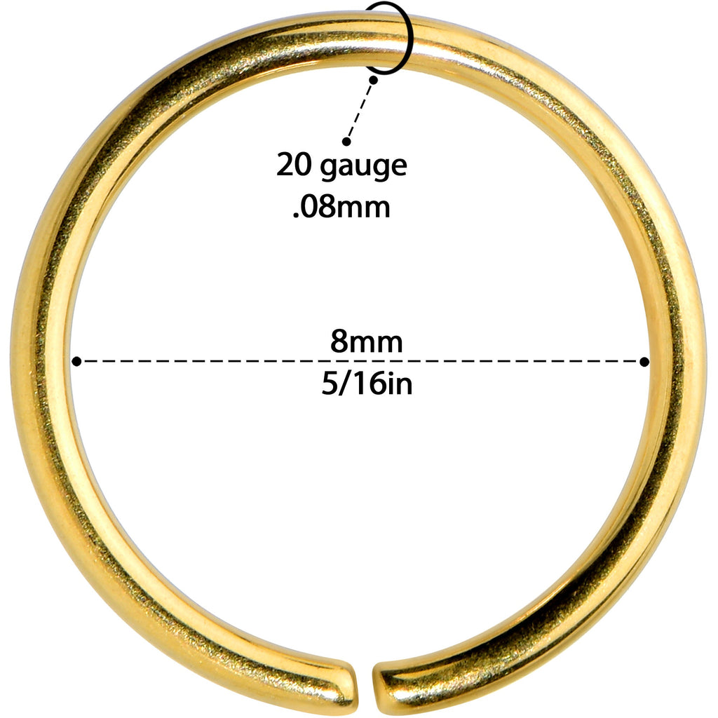 20G 5/16 Gold Tone PVD Grade 23 Titanium Bendable Hoop Ring