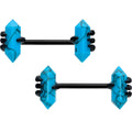14G 9/16 Blue Turquoise Black Claw Barbell Nipple Ring Set