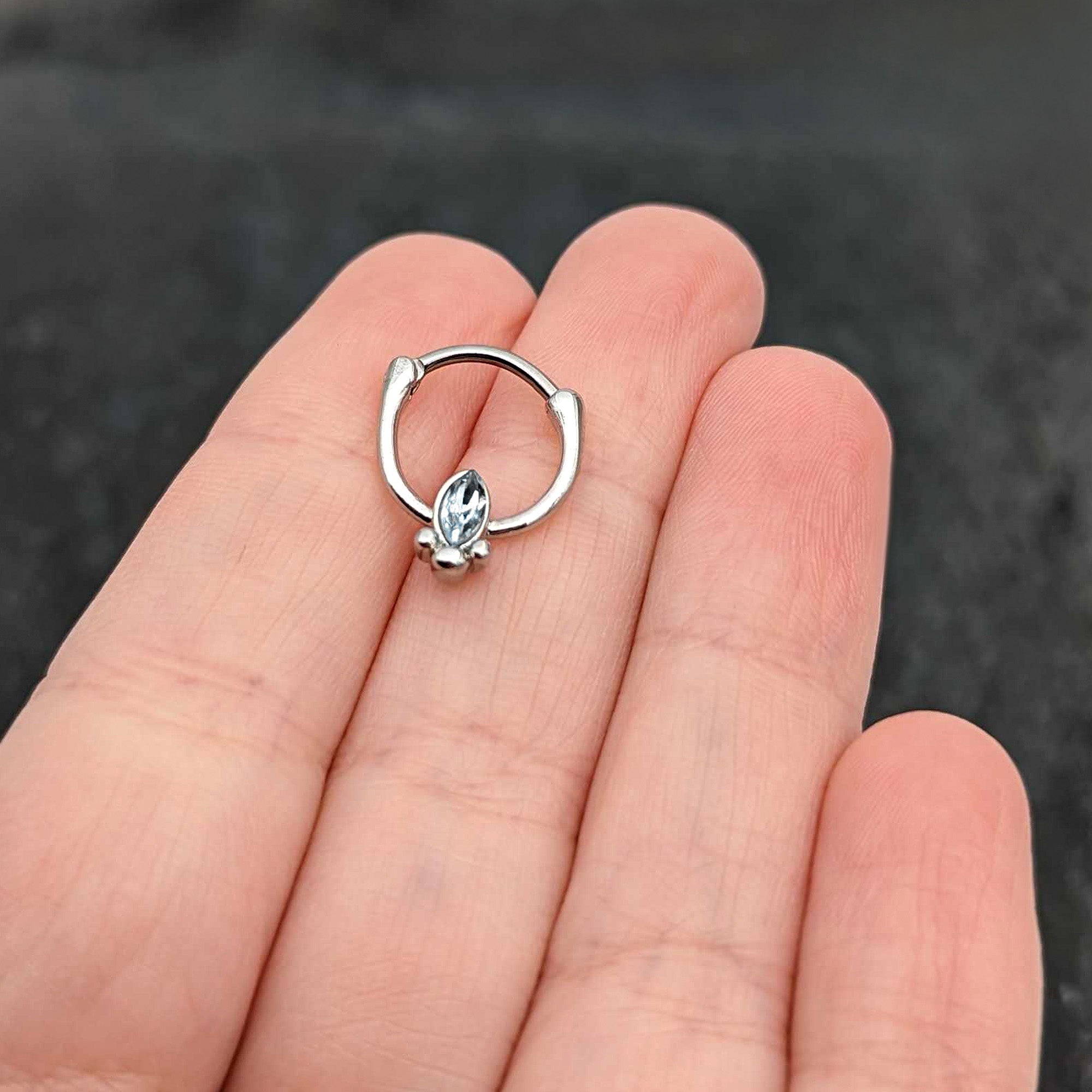 16G 5/16 Clear Gem Deco Oval Cartilage Clicker