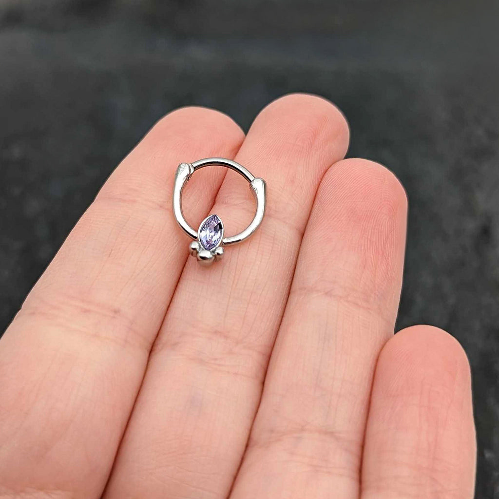 16G 5/16 Purple Gem Deco Oval Cartilage Clicker