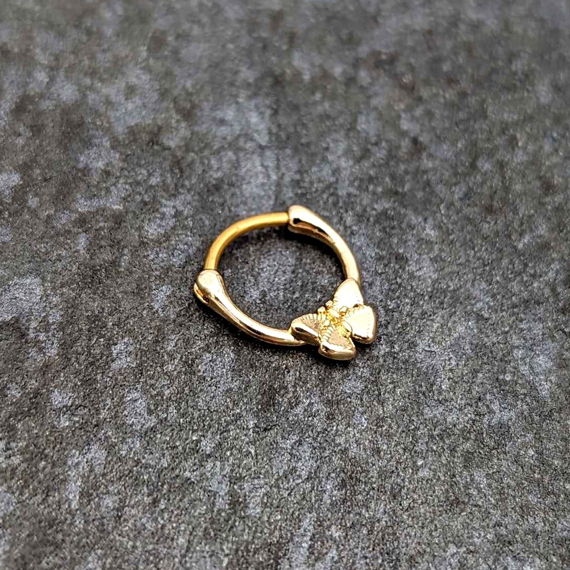 16G 5/16 Gold Tone Simple Textured Butterfly Cartilage Clicker