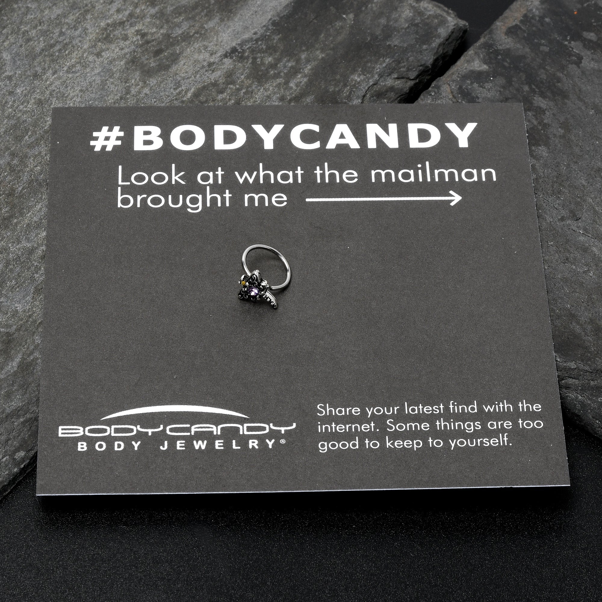 20G 5/16 Purple Yellow Gem Dragonfly Nose Hoop