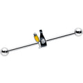 14G Champagne Bottle Flute Yellow Industrial Barbell 38mm