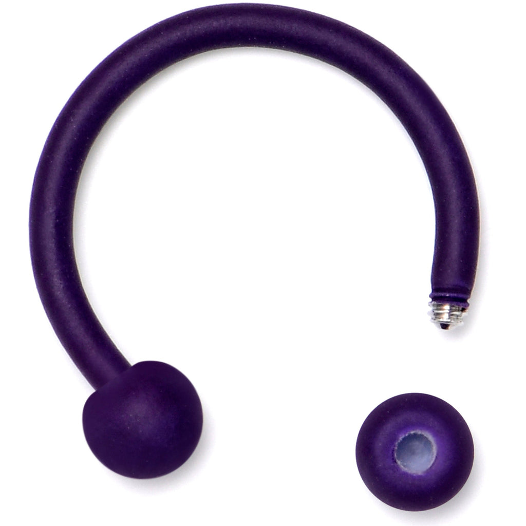 16G 3/8 Dark Purple Matte Horseshoe Circular Barbell