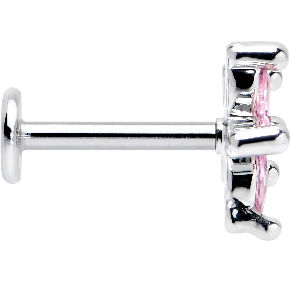 16G 5/16 Pink CZ Gem Flower Fantastic Internally Threaded Labret