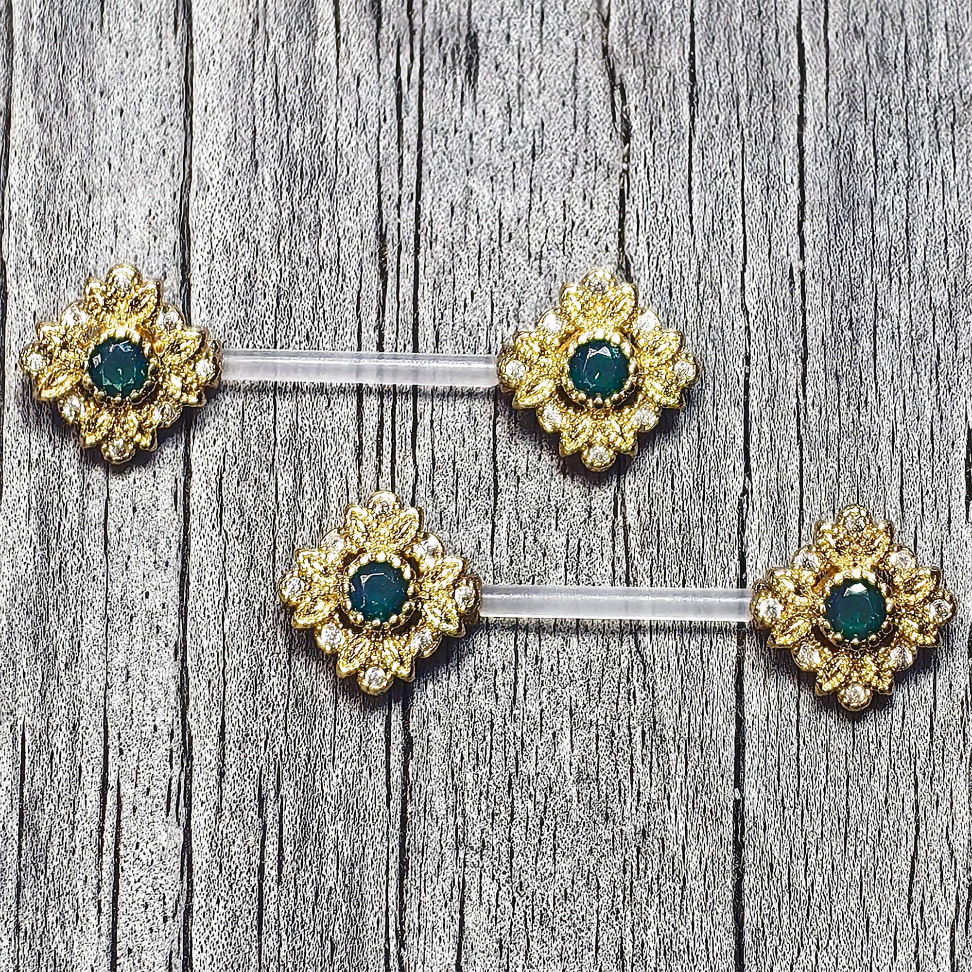 14G 9/16 Gem Bioplast Deco Age Barbell Nipple Ring Set