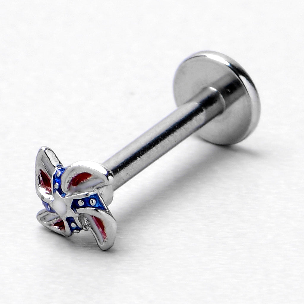 16G 5/16 Patriotic Pinwheel Labret Monroe Tragus