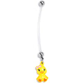 Yellow Duck Pink Bow Dangle PTFE Pregnancy Belly Ring