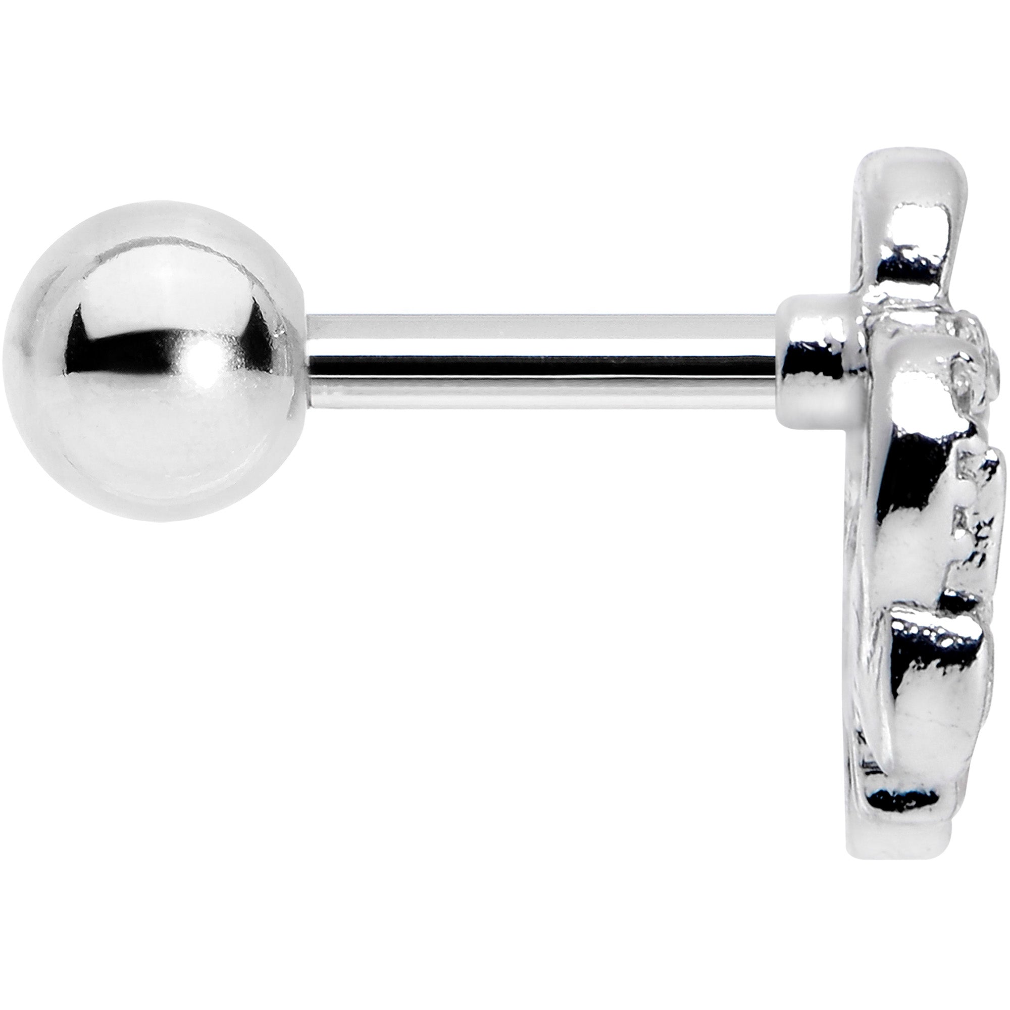 16G 1/4 Clear CZ Gem Butterfly Rose Pink Cartilage Tragus Stud