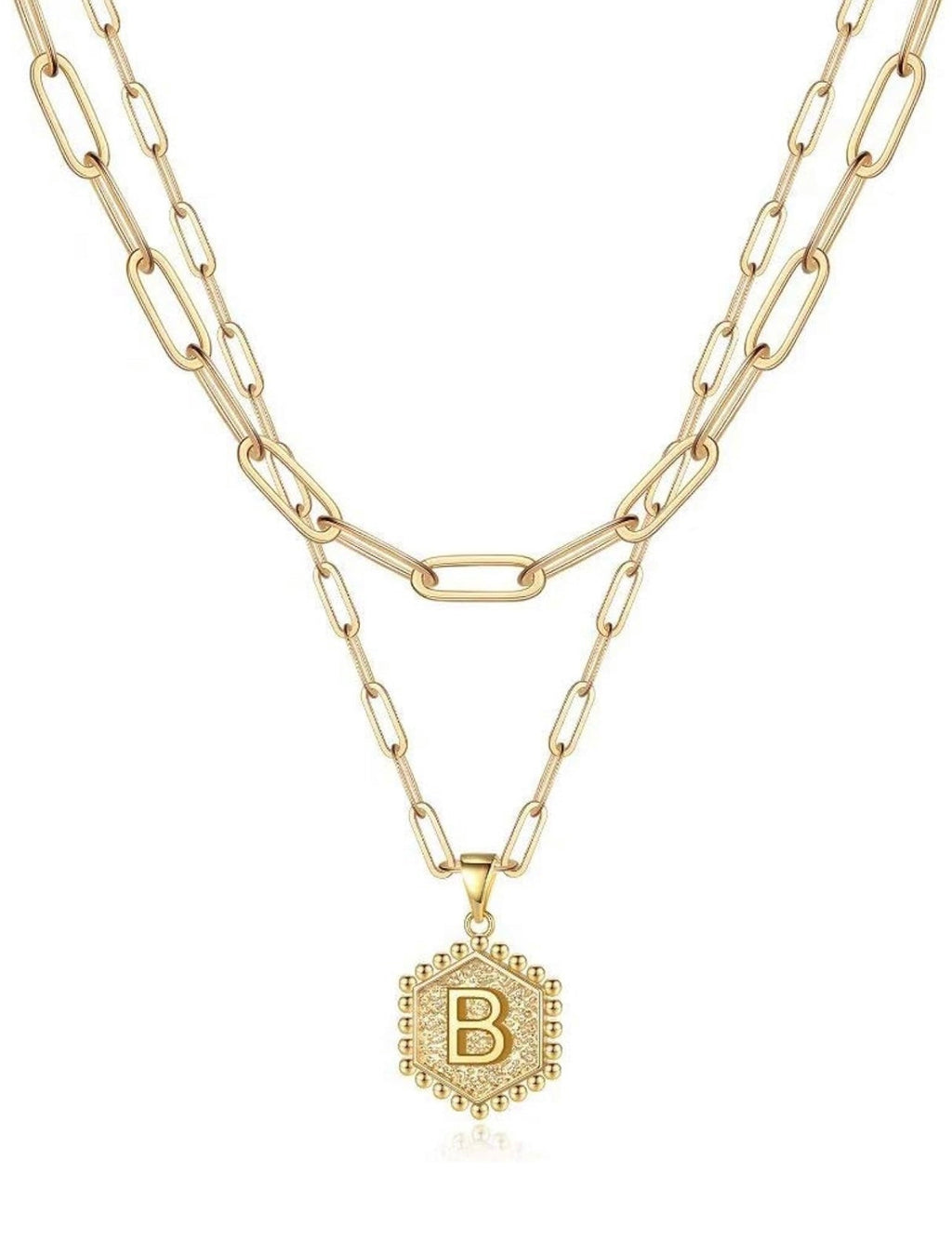 Hermosos collares con iniciales de oro en capas (A-Z)