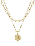 Hermosos collares con iniciales de oro en capas (A-Z)