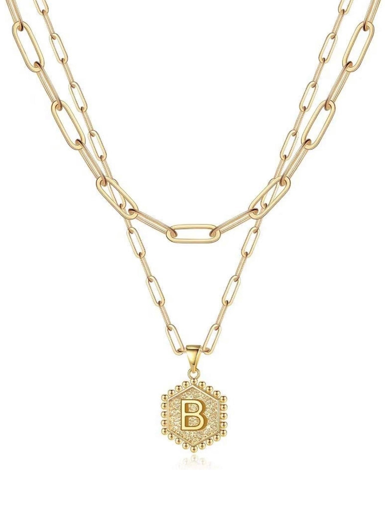 Hermosos collares con iniciales de oro en capas (A-Z)