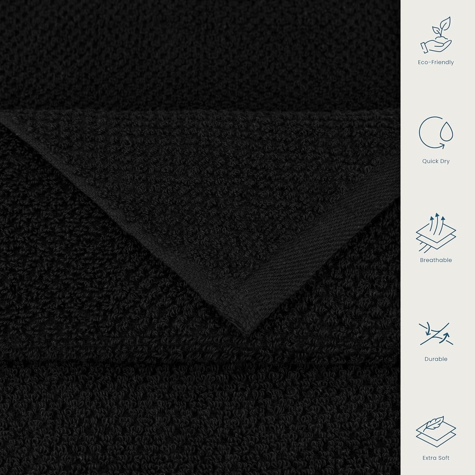 CASA COPENHAGEN Popcorn Textured Cotton Bath Towel Set Black 24x48 6pc