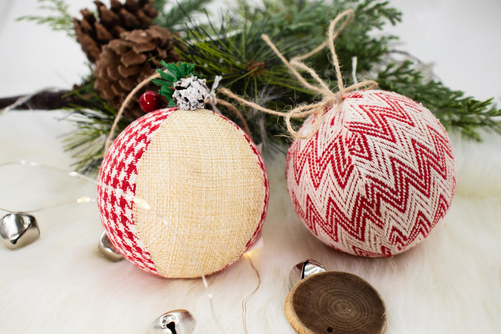 Juncox 12 Pcs Burlap Christmas Ball Ornaments 3.15in Rustic Natural Jute