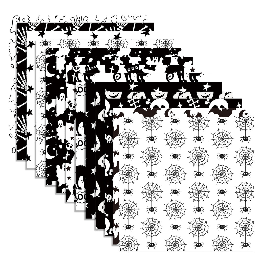 Halloween Scrapbook Paper 24 Sheets 11.8x11.8 Black & White Double-Sided