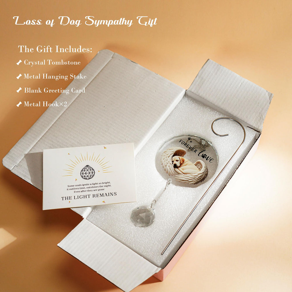 YU FENG 11.8in Dog Angel Crystal Suncatcher Memorial Rainbow Bridge