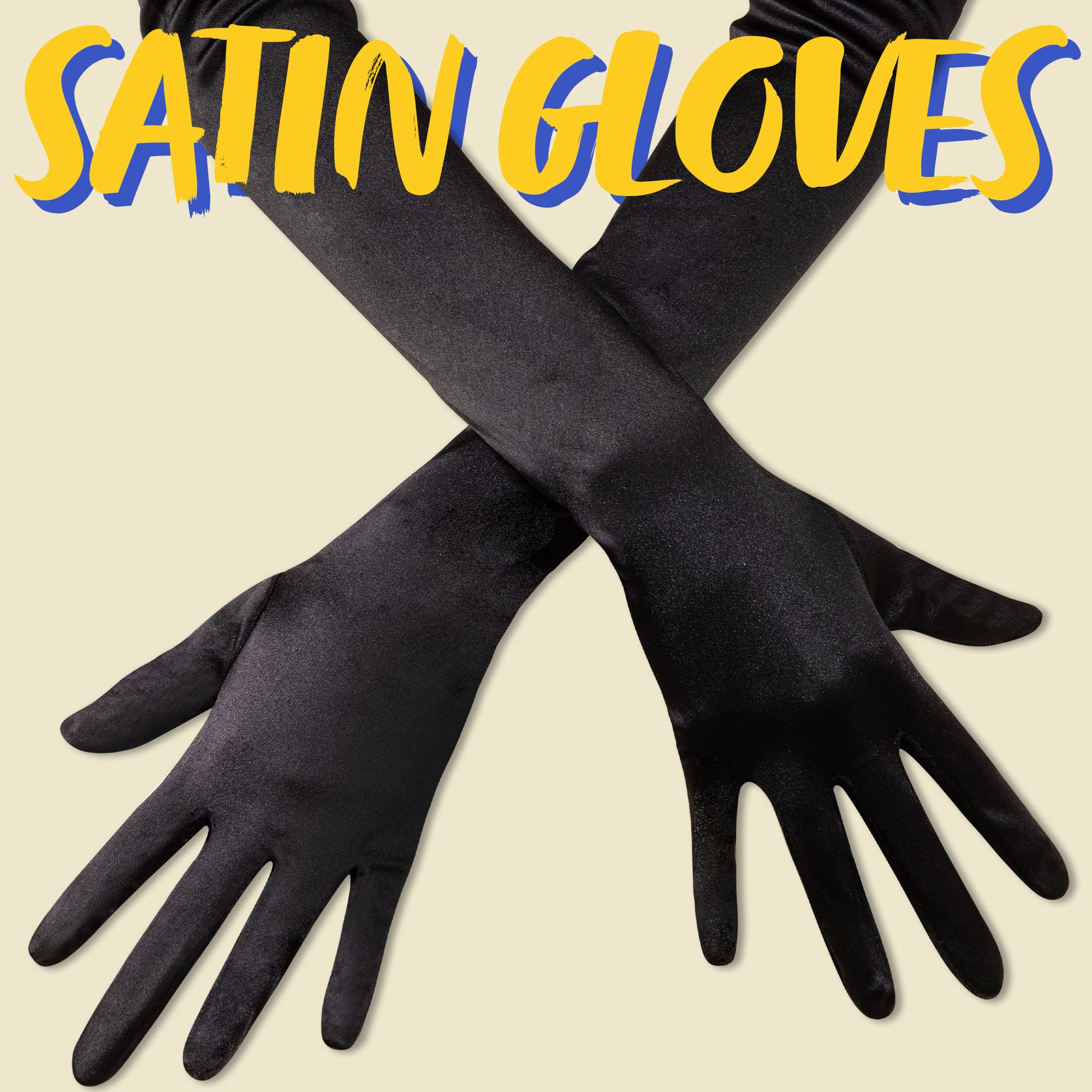 Spooktacular Creations Long Satin Opera Party Gloves Black 21in One Size
