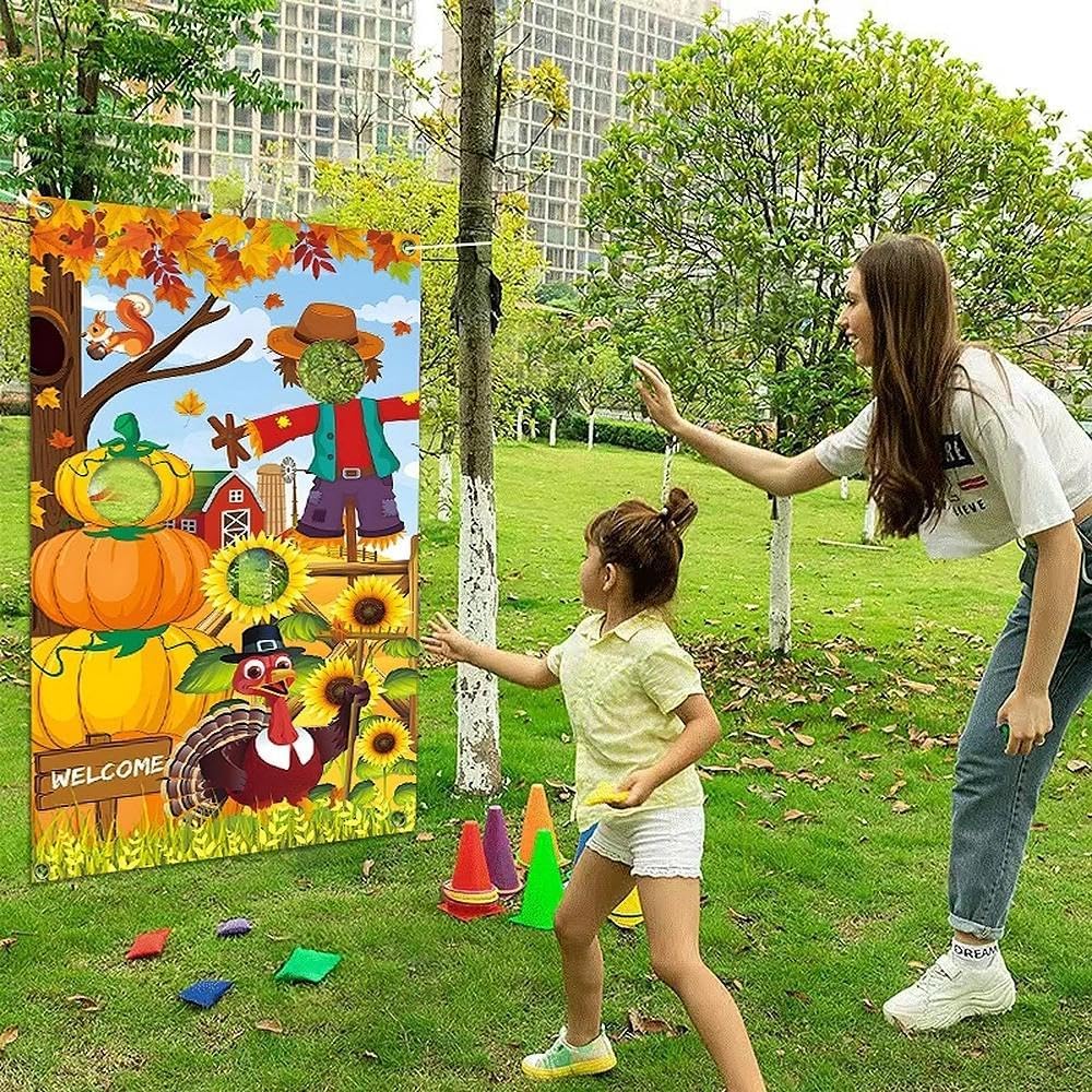 HiParty Thanksgiving Toss Game with 4 Bean Bags, Classic Fall Festival Design
