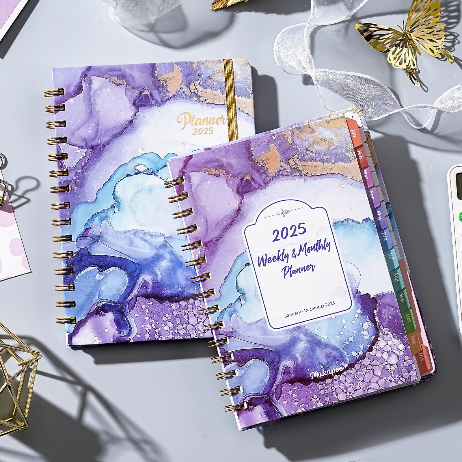 Makapoo 2025 Planner Weekly & Monthly 6.3x8.4 Green Ink Sturdy Cover