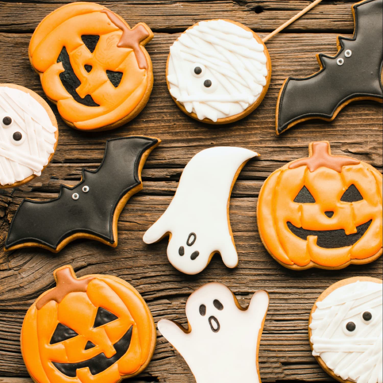 JOB JOL Halloween Cookie Cutters 4 PCS Ghost Pumpkin Bat Skull 3.5-4.5"