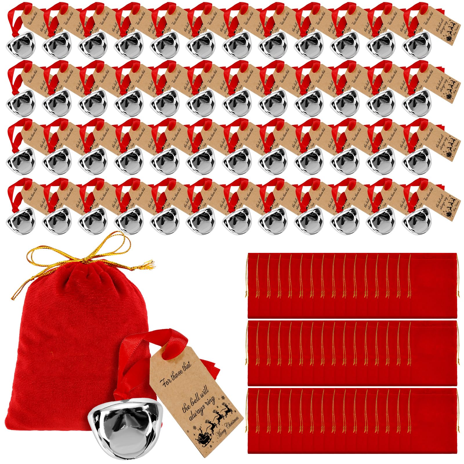 Duraaamo 24 Sets Christmas Polar Themed Silver Bell Ornaments Bulk