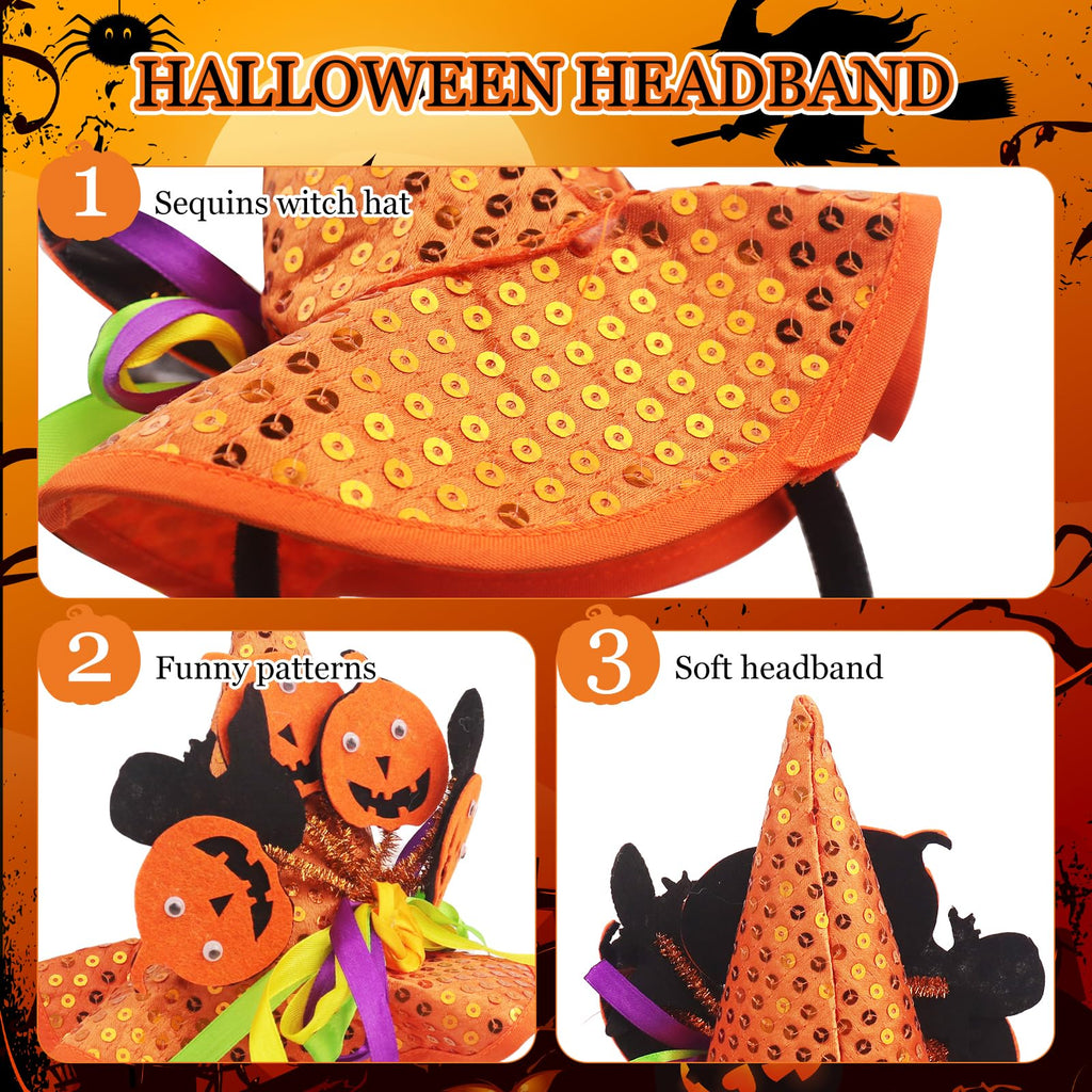 HyperFun Halloween Witch Hat Headband Orange Cartoon Womens Accessory