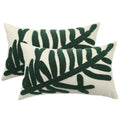 Tosleo 12x20in Green Tropical Leaf Embroidered Pillow Covers 2 Pack
