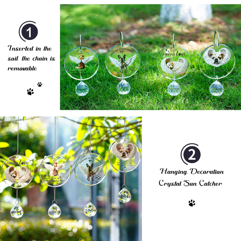 YU FENG 11.8in Dog Angel Crystal Suncatcher Memorial Rainbow Bridge