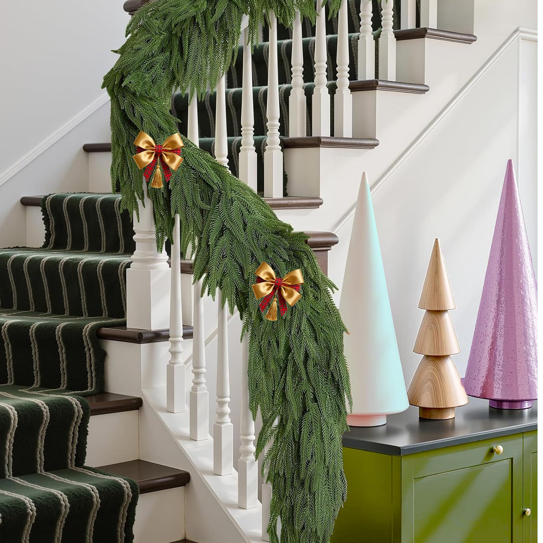 KYGDS Christmas Norfolk Pine Garland 5FT Real Touch Artificial Greenery Green