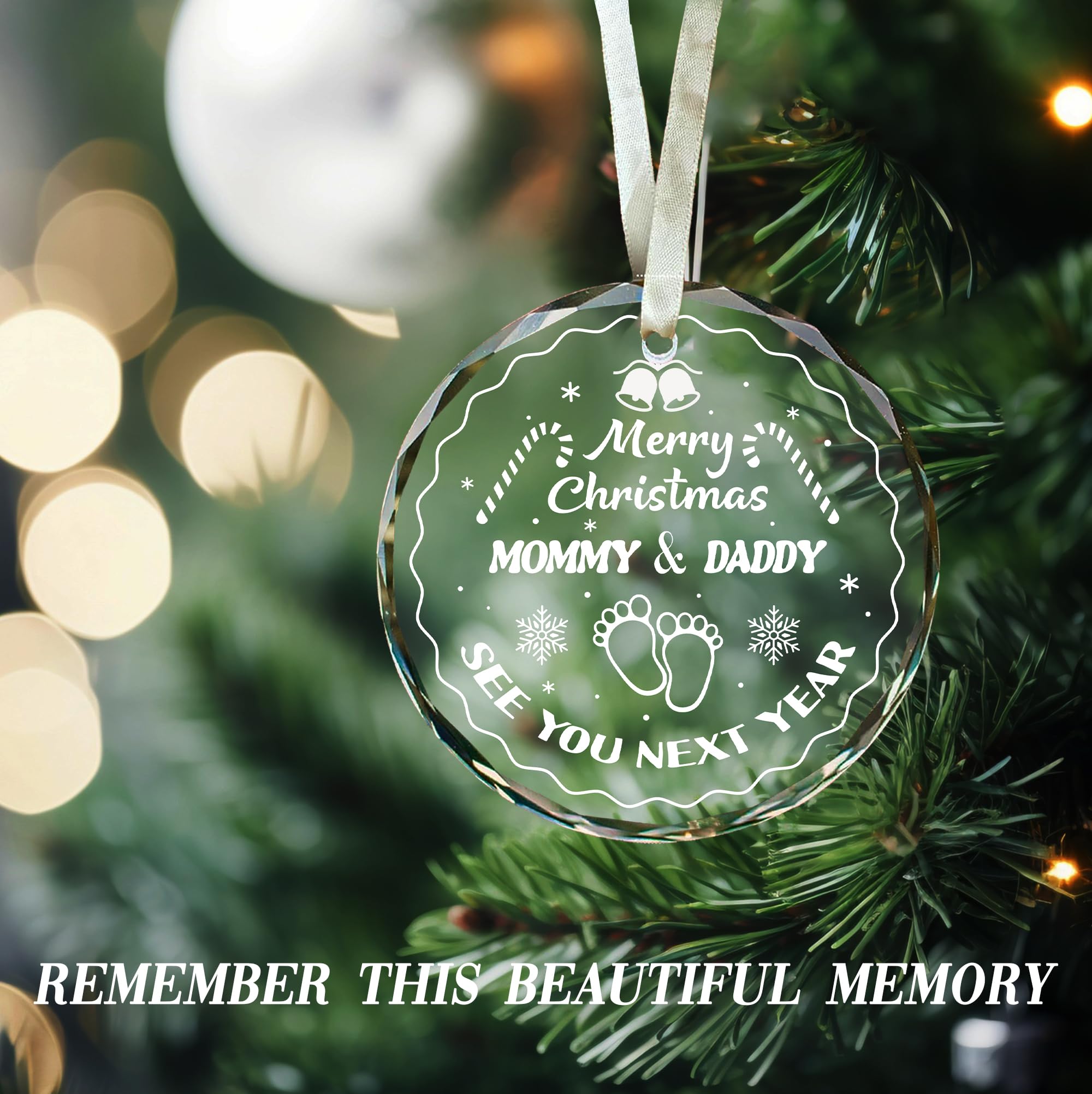 Vorruil Expecting Baby Pregnancy Announcement Heart Glass Ornament 1 Pc