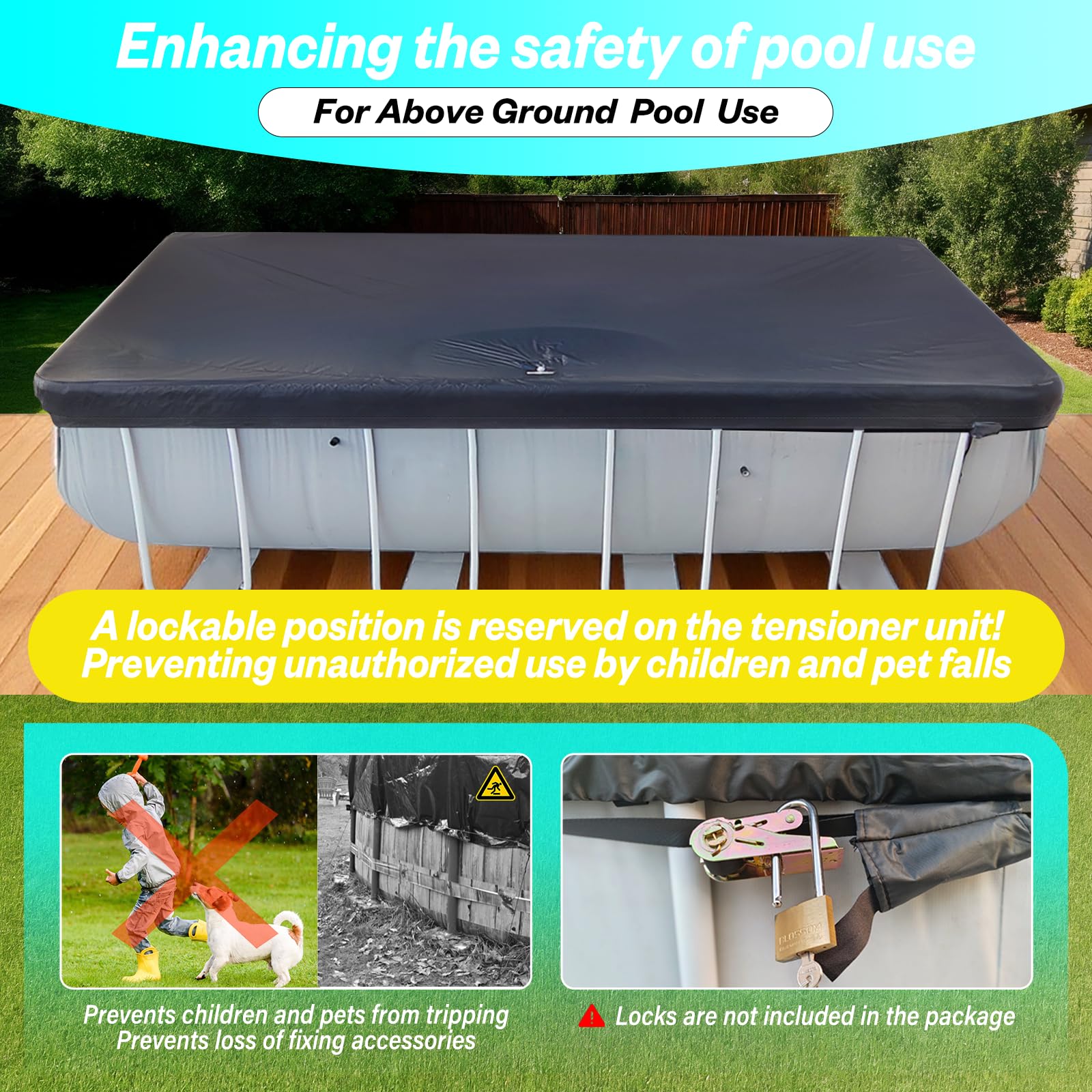 SIHAIAN 16x28Ft Oval Pool Cover UV Weather Resistant Side Storage