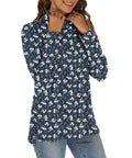 GOUCEHN Women Turtleneck Sweater Pullover Lightweight Blue-White Flo Size XL