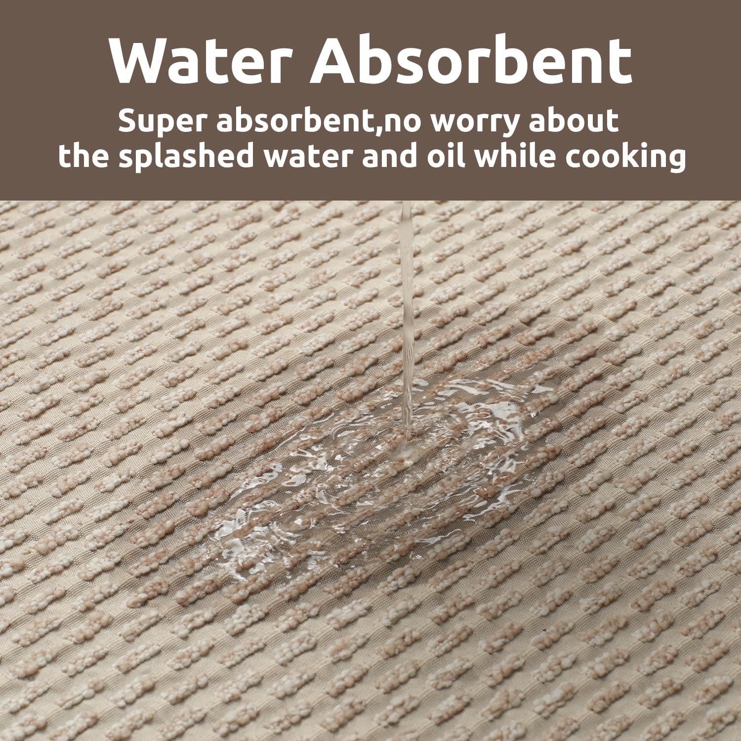 AMOAMI Kitchen Mat Rug Non Slip Machine Washable 20x47 Light Tan